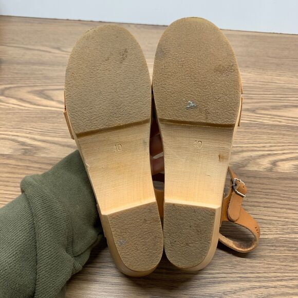 Swedish Hasbeens Womens Brown Leather Clog Sandals European Size 40 US Size 9 - Picture 9 of 14